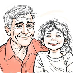 A heartwarming sketch combining elements of a portrait of a late father and a photo of his child, capturing the emotional bond between them