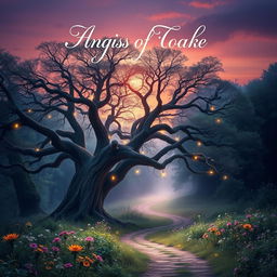 A captivating English book cover design featuring a mystical forest scene