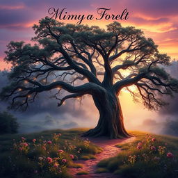 A captivating English book cover design featuring a mystical forest scene