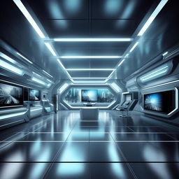 A rectangular background for a futuristic TV anchor's studio, using design elements derived from the architecture shown in the provided link.