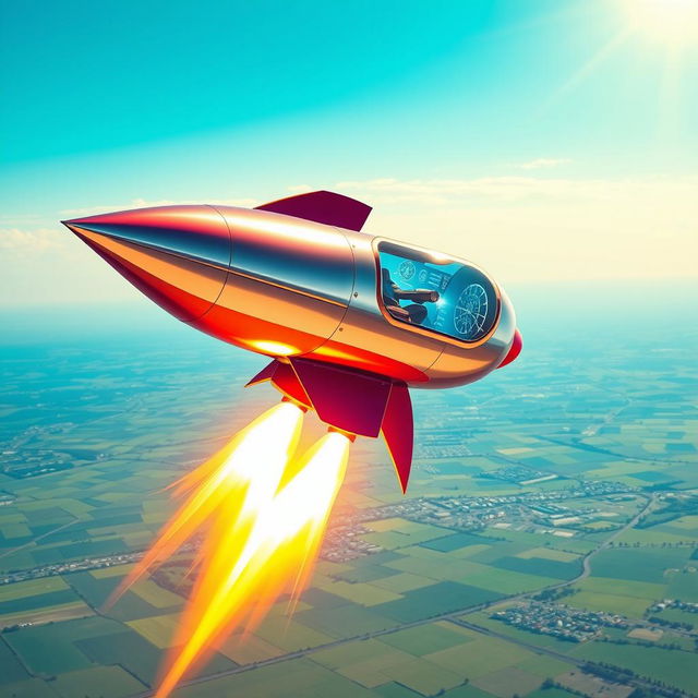 A visually striking illustration of a rocket powered by an electrically powered fan