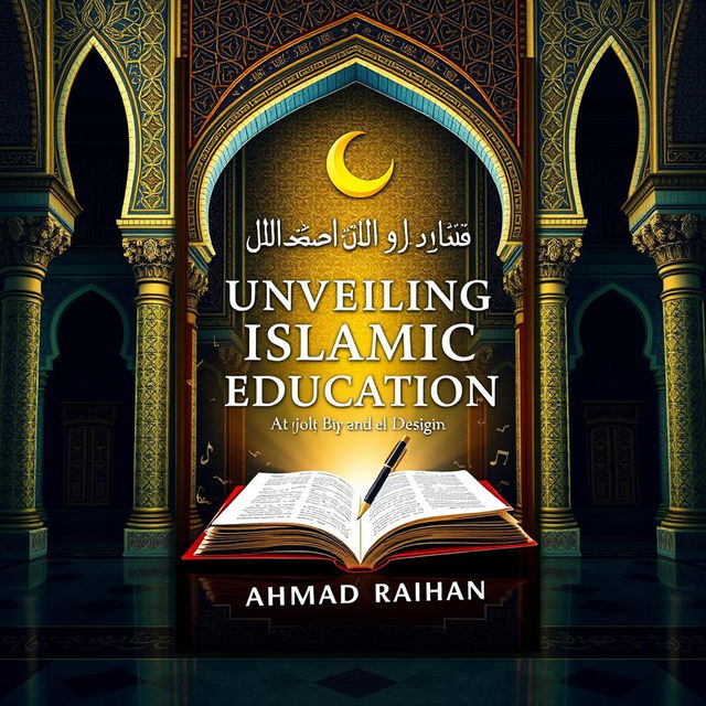 A visually striking book cover design for 'Unveiling Islamic Education: Tradition, Dogma, and the Intellectual Crisis' by Ahmad Raihan