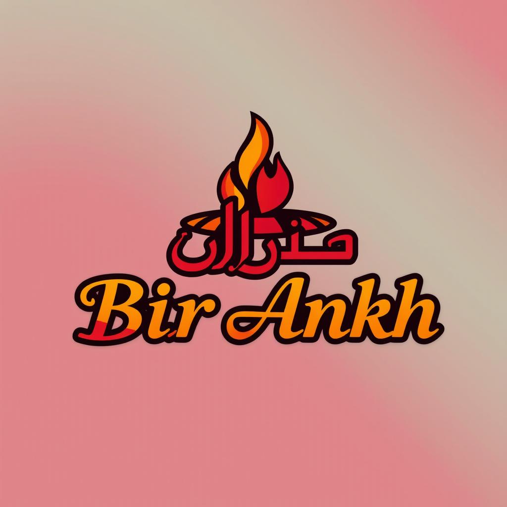 A vibrant and eye-catching logo design for a barbecue restaurant named 'Bir Ankh'