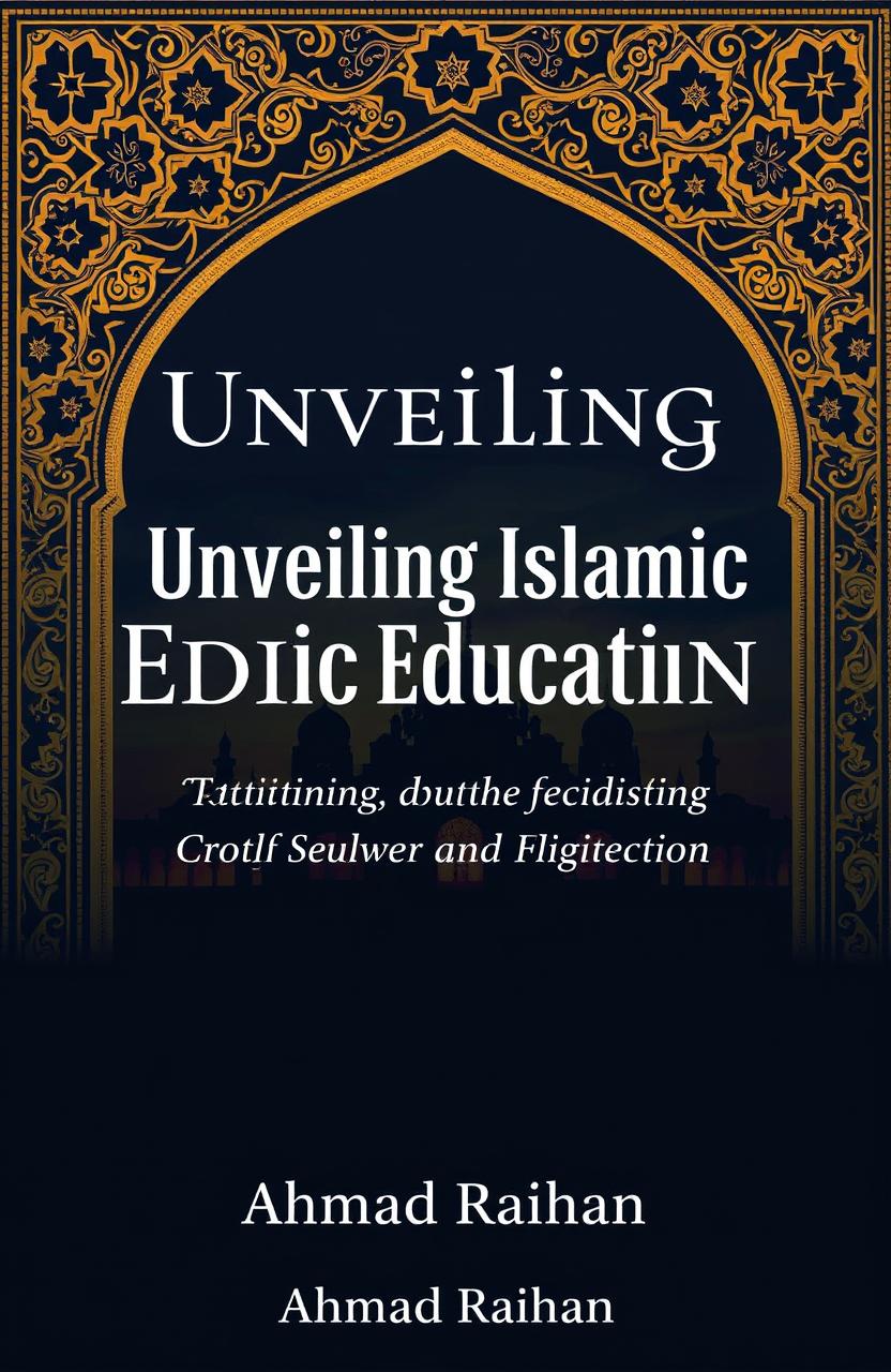 A thought-provoking book cover for 'Unveiling Islamic Education: Tradition, Dogma, and the Intellectual Crisis' by Ahmad Raihan