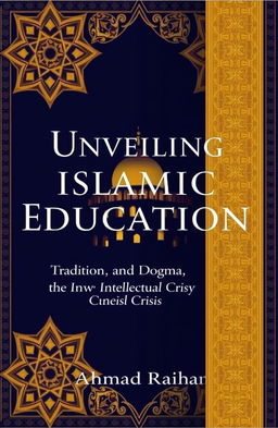 A thought-provoking book cover for 'Unveiling Islamic Education: Tradition, Dogma, and the Intellectual Crisis' by Ahmad Raihan