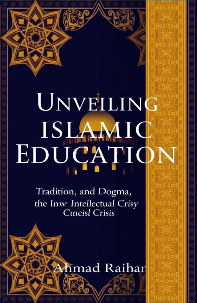 A thought-provoking book cover for 'Unveiling Islamic Education: Tradition, Dogma, and the Intellectual Crisis' by Ahmad Raihan