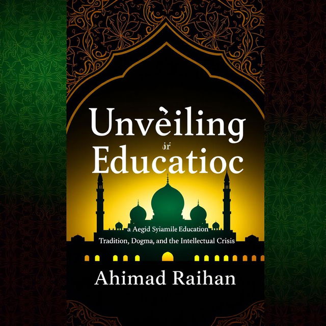 A thought-provoking book cover for 'Unveiling Islamic Education: Tradition, Dogma, and the Intellectual Crisis' by Ahmad Raihan