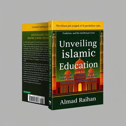 Sebuah desain sampul buku yang menarik untuk 'Unveiling Islamic Education: Tradition, Dogma, and the Intellectual Crisis' karya Ahmad Raihan