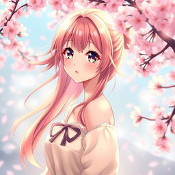A beautiful anime-style character, showcasing an expressive face and bright, vibrant hair