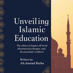 A captivating book cover for 'Unveiling Islamic Education: Tradition, Dogma, and the Intellectual Crisis' written by Ahmad Raihan