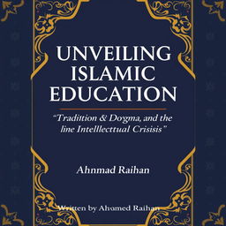 A captivating book cover for 'Unveiling Islamic Education: Tradition, Dogma, and the Intellectual Crisis' written by Ahmad Raihan