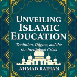 A striking book cover for 'Unveiling Islamic Education: Tradition, Dogma, and the Intellectual Crisis' by AHMAD RAIHAN