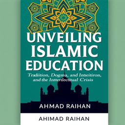 A striking book cover for 'Unveiling Islamic Education: Tradition, Dogma, and the Intellectual Crisis' by AHMAD RAIHAN