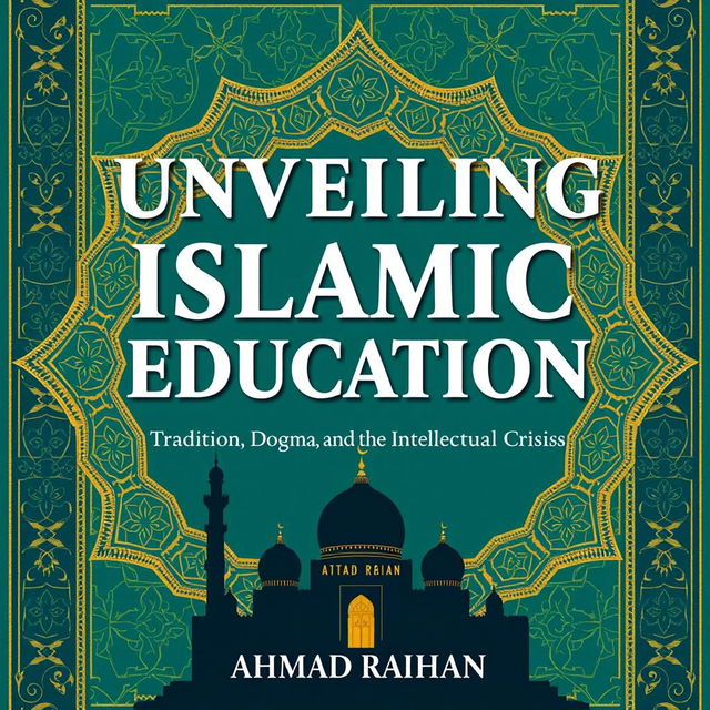 A striking book cover for 'Unveiling Islamic Education: Tradition, Dogma, and the Intellectual Crisis' by AHMAD RAIHAN