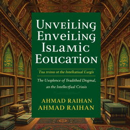 An engaging and thought-provoking book cover for 'Unveiling Islamic Education: Tradition, Dogma, and the Intellectual Crisis' by AHMAD RAIHAN