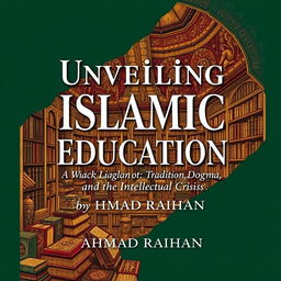An engaging and thought-provoking book cover for 'Unveiling Islamic Education: Tradition, Dogma, and the Intellectual Crisis' by AHMAD RAIHAN