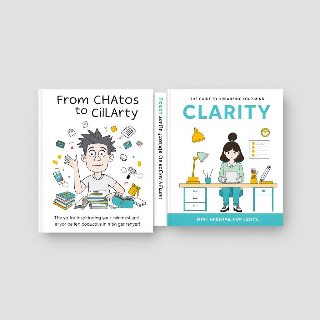 A clean and organized book cover design titled 'From Chaos to Clarity: The Guide to Organizing Your Mind'
