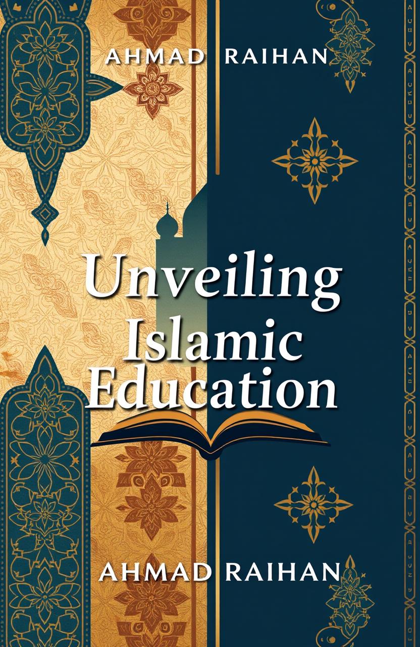 A visually striking cover design for a book titled 'Unveiling Islamic Education: Tradition, Dogma, and the Intellectual Crisis' by AHMAD RAIHAN