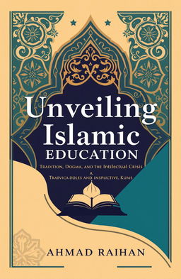 A visually striking cover design for a book titled 'Unveiling Islamic Education: Tradition, Dogma, and the Intellectual Crisis' by AHMAD RAIHAN