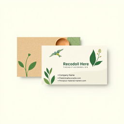 An eco-friendly business card design featuring a natural aesthetic, with earthy tones such as greens, browns, and beiges