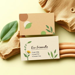 An eco-friendly business card design featuring a natural aesthetic, with earthy tones such as greens, browns, and beiges