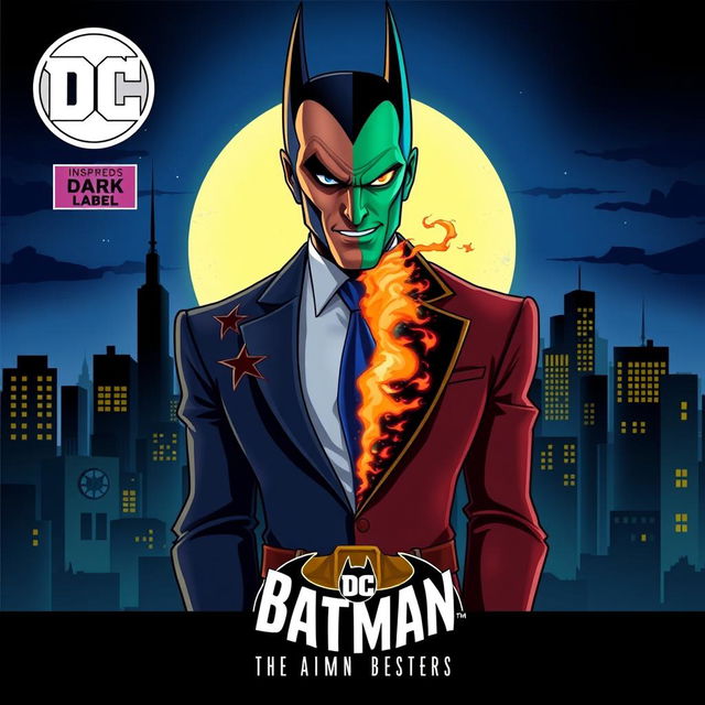 A vibrant and stylized cover art inspired by Batman: The Animated Series, showcasing the character Two-Face