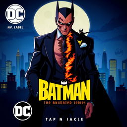 A vibrant and stylized cover art inspired by Batman: The Animated Series, showcasing the character Two-Face