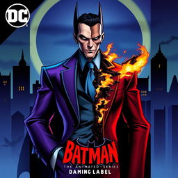 A vibrant and stylized cover art inspired by Batman: The Animated Series, showcasing the character Two-Face