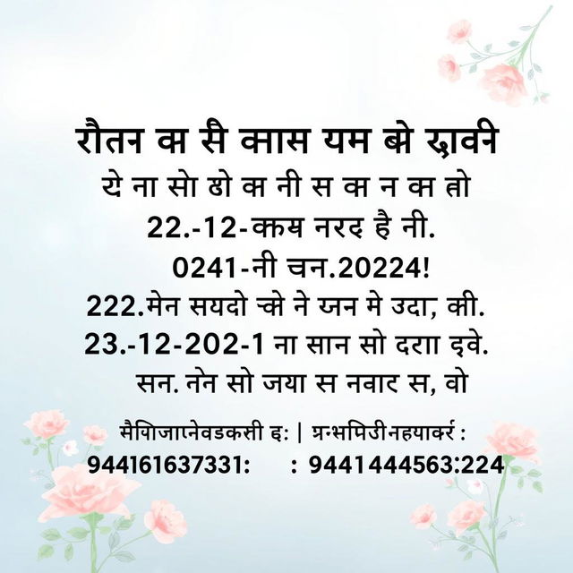 A heartfelt memorial announcement in Hindi