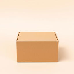 A plain cardboard box on a clean, neutral background