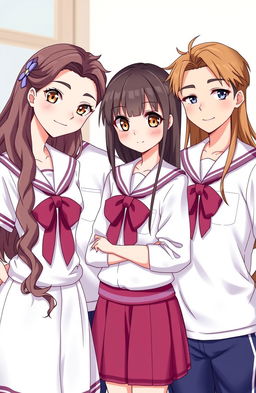 An image of three handsome boys and two pretty girls wearing matching uniforms