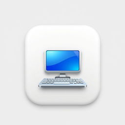 A modern and sleek computer icon, featuring a minimalist design with a metallic finish