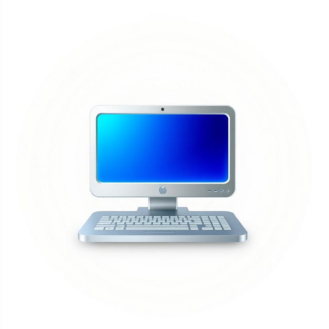 A modern and sleek computer icon, featuring a minimalist design with a metallic finish