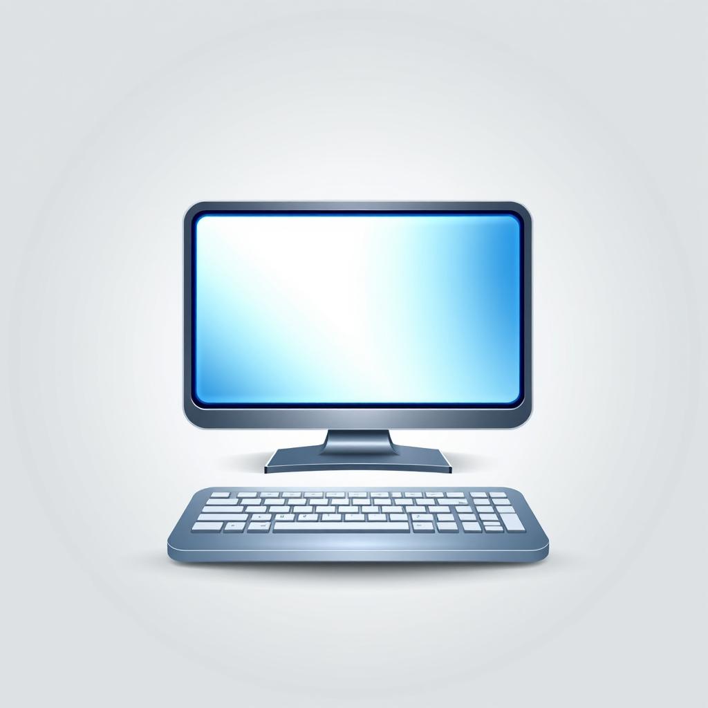 A modern and sleek computer icon, featuring a minimalist design with a metallic finish