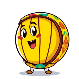 A cartoonish representation of a karuwa, an Indian traditional hand drum