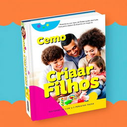 A vibrant and engaging book cover for a parenting guide titled 'Como Criar Seus Filhos' (How to Raise Your Children)