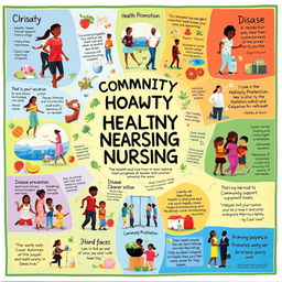 A colorful and engaging vision board that captures a holistic approach to community health nursing for individual and family clients in primary health care