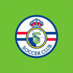 A soccer club logo inspired by the classic designs of Real Madrid and FC Barcelona, featuring a circular emblem with intricate detailing