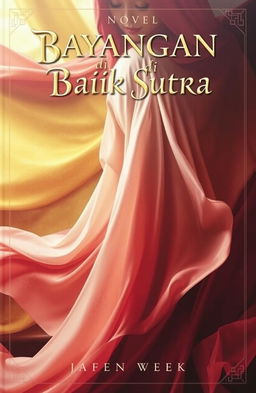 A captivating book cover for the novel titled 'Bayangan di Balik Sutra'