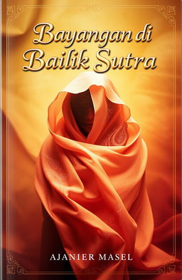 A captivating book cover for the novel titled 'Bayangan di Balik Sutra'