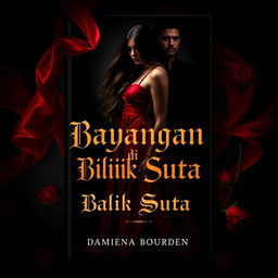 A mesmerizing book cover for the novel 'Bayangan di Balik Sutra'