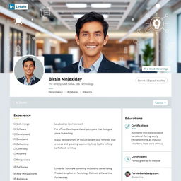 A professional LinkedIn profile showcasing an accomplished individual in the field of technology