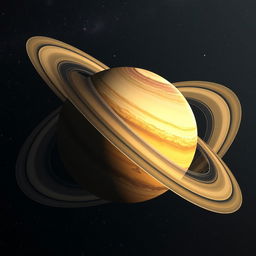 A stunningly beautiful depiction of Saturn, showcasing its iconic rings with vibrant colors