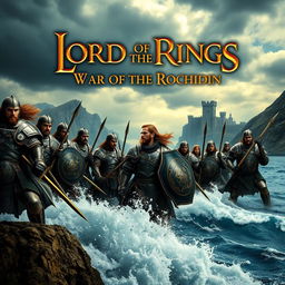 A dramatic movie poster for 'The Lord of the Rings: The War of the Rochidin'