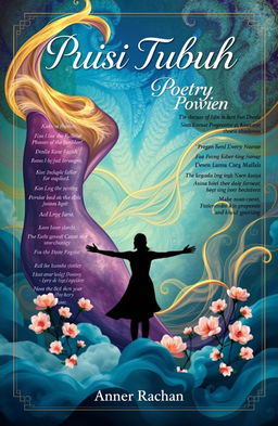 A captivating and surreal novel cover design for a book titled 'Puisi Tubuh' that merges elements of poetry and the human form