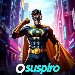 A dramatic poster for a superhero series titled "O Suspiro", featuring a single superhero character named Raí
