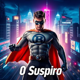 A dramatic poster for a superhero series titled "O Suspiro", featuring a single superhero character named Raí