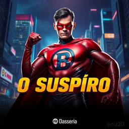 A dramatic poster for a superhero series titled "O Suspiro", featuring a single superhero character named Raí