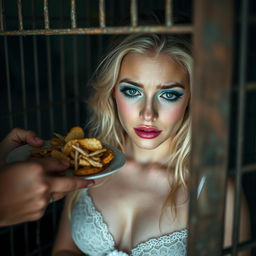 A stunning, solid 19-year-old woman with striking blonde hair and a vibrant beauty