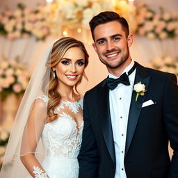 A beautifully styled matching profile picture (PFP) for a bride and groom